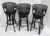 Mid Century Rattan Wicker Bar Stools