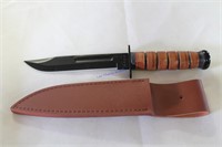 USMC Combat Knife with Leather Scabbard