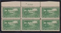 US Stamps #617 Mint NH Plate Block of 6 with trimm