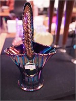 Westmoreland carnival glass 9" purple basket,