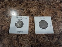 Two Silver Coins. Spanish and Napoleon