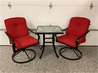 3 PC. OUTDOOR PATIO SET WITH GLASS TOP TABLE & 2