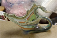 Art Glass Swan Planter