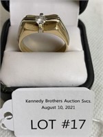 Men's 14kt Gold Diamond Ring, Size 13, 9.7 grams