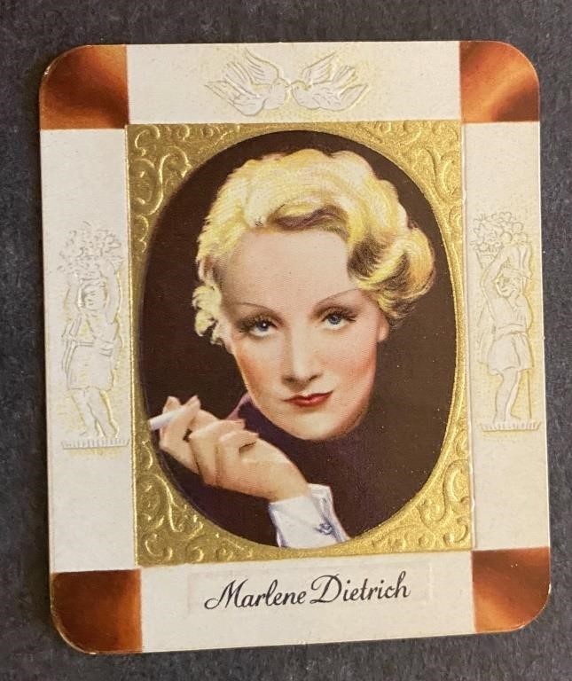 MARLENE DIETRICH.: Embossed Tobacco Card (1934)
