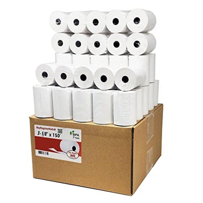 50 Rolls) 3 1/8 X 150 Thermal Paper Receipt Rolls