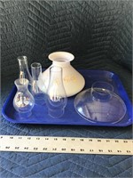 Vintage Glass Lamp Globes and Shades Tray Lot of