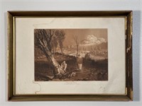 "Hedging & Ditching" Antique Bookplate Engraving