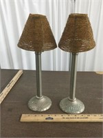 Pottery Barn set of 2 candle stick w/ Shades