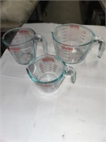 3-GLASS PYREX MEASURING CUPS
