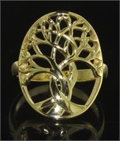 Yellow Toned Large Tree of Life Ring