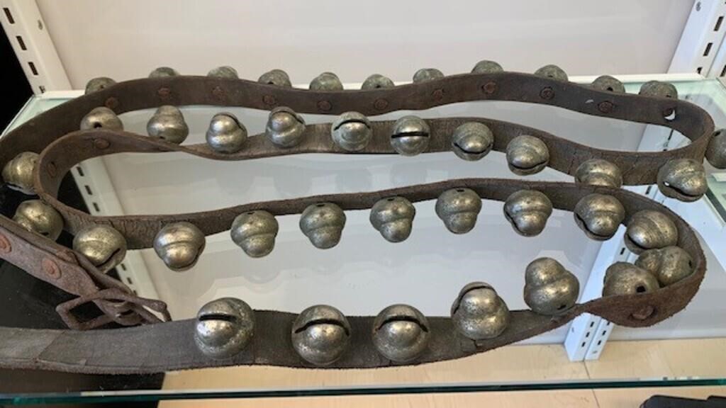 Antique 7ft Long Strand 40 Horse Bells