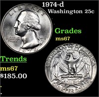 1974-d Washington Quarter 25c Grades GEM++ Unc