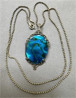 Sterling w/Large Gemstone Necklace See Photos for