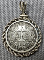 Silver Coin w/Sterling Rope Bezel See Photos for