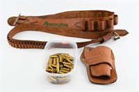 (2) leather ammo belts (1) is Remington,