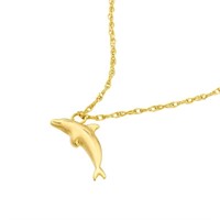 14 Karat Yellow Gold Dolphin Necklace