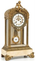 Moser French Marble & Bronze Table Clock