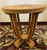 Burl Inlay Pedestal Table