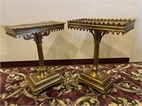 Brass Claw Foot Pedestal Accent Tables (2)