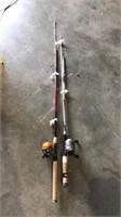 Two rod and reel fishing rods Zebco