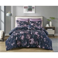 Full  Sz F Mainstays Blue Floral Bedding in a Bag