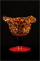 Multicolored Blown Art Glass Goblet