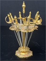 Spanish Toledo cocktail swords with stand