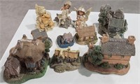 3 Fairy Figurines and 8 Mini House Figurines