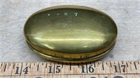 Brass Snuff Box (?) Stamped 1897. Looks to be