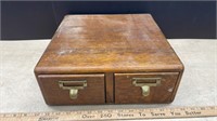 Old Wooden Card File Box (13"W x 13.5"D x 5"H)