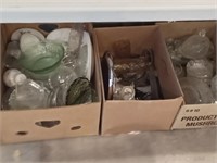 8 boxes glassware & more + 1pc vtg luggage