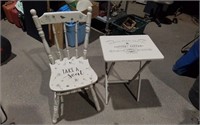 Cafe Theme Painted Chair & Folding Table