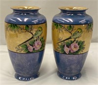 Pair Of Beautiful Hand Painted Japanese Vases