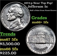 1972-p Jefferson Nickel Near Top Pop! 5c Graded GE