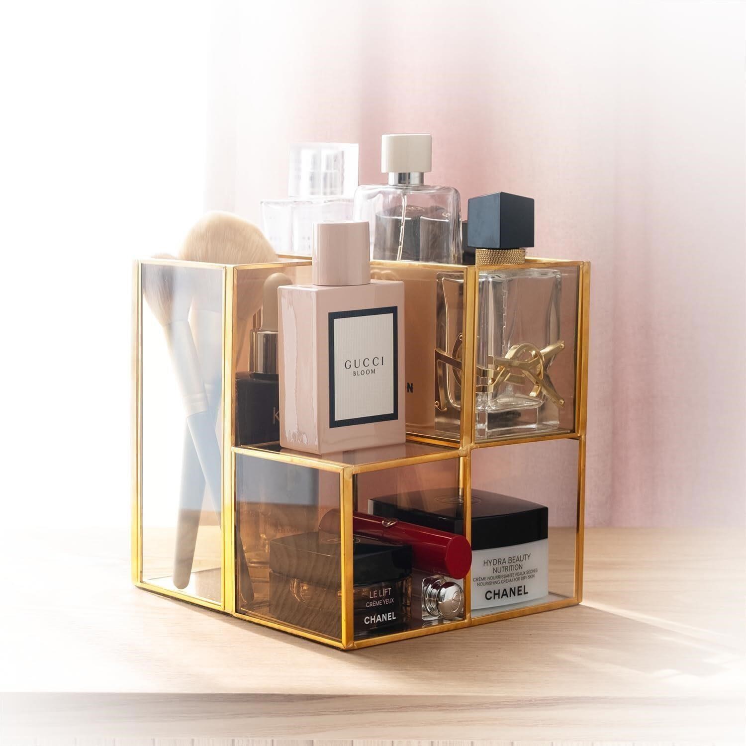 $40  Amber Glass Multifunction Display Organizer