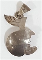 Silver Apple With A Bite Pendant, Mexico