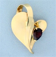 Designer Garnet Abstract Heart Pendant in 14K Yell