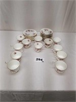 Set of 12 Royal Albert Cups Saucers Dessert Plates