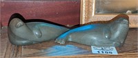 Pair of Seal soapstone carvings
