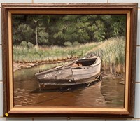 JACK SCHROEDER OIL ON CANVAS OF BOAT