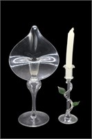 2pc Blown Glass Candle Holders