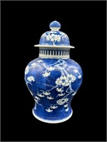 Ceramic Blue & White Asian Prunus Ginger Jar