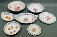 LOT OF RETICULATED HAND PAINTED BOWLS