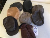 7 men's hats & 1 pr gloves