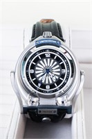 Gevril GV2 Triton Black Dial with Silver Bezel and