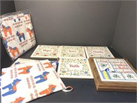 VINTAGE BERGGREN SWEDISH HAND PAINTED TILES &