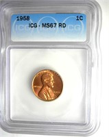 1958 Cent ICG MS67 RD LISTS $400