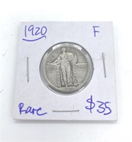 Rare 1920 Standing Liberty Silver Quarter Coin
