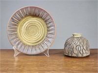 TWO PIECES OF STUDIO ART POTTERY